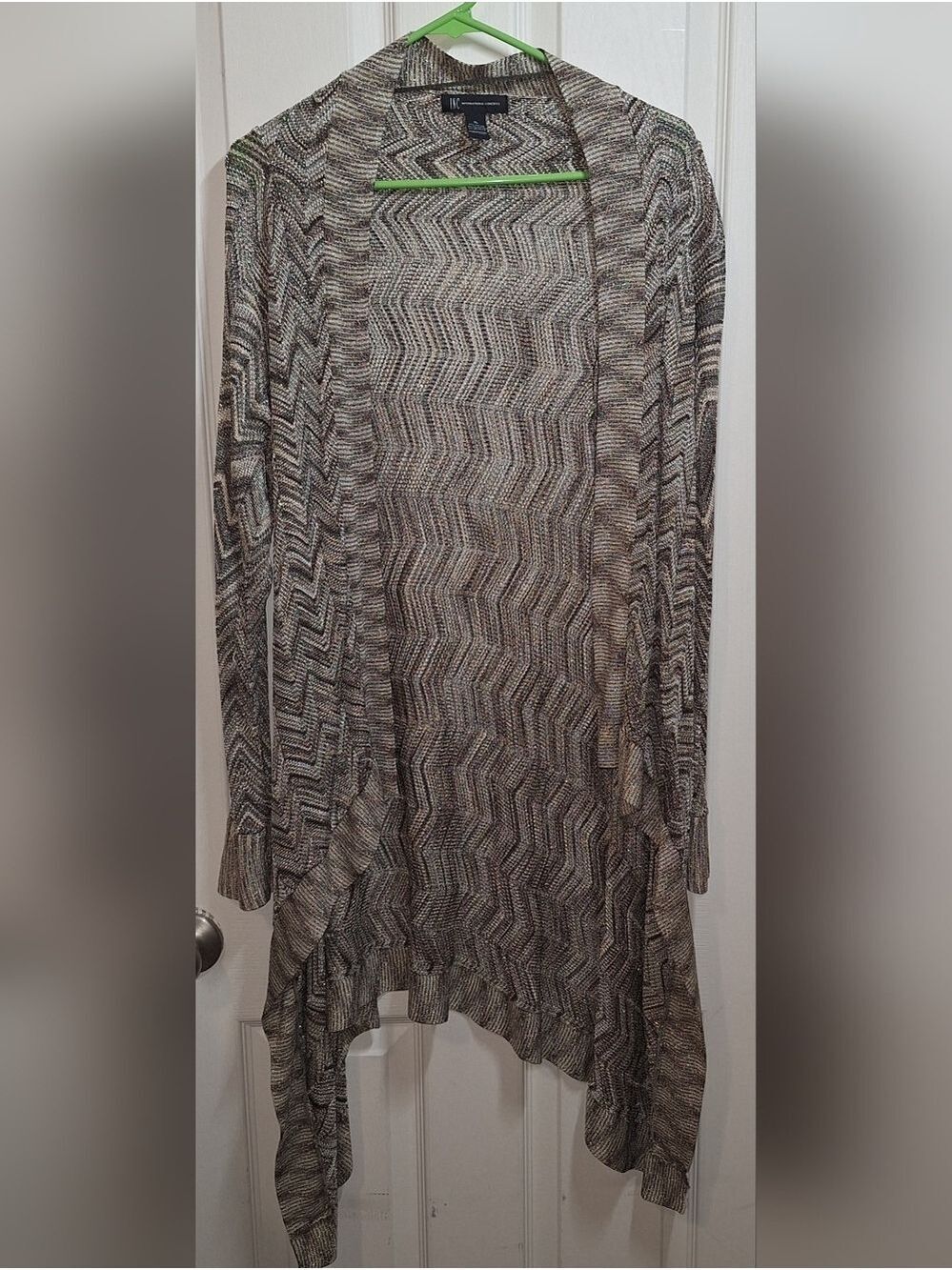 INC International Concepts Women's Black and Gold Chevron Knit Cardigan